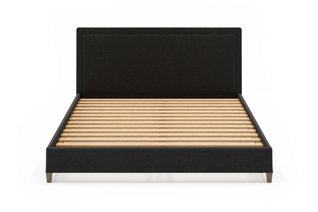 The Alpine bed frame features a slatted design