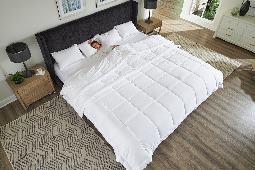 View of Comforter on Ebony Bed