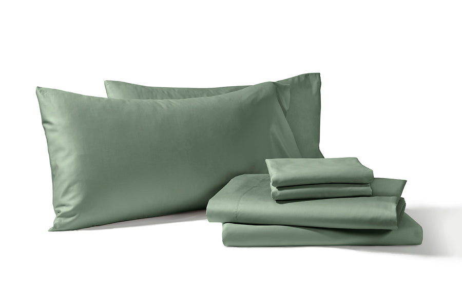 Green Alaskan King Cotton Sheet Set#color_eucalyptus