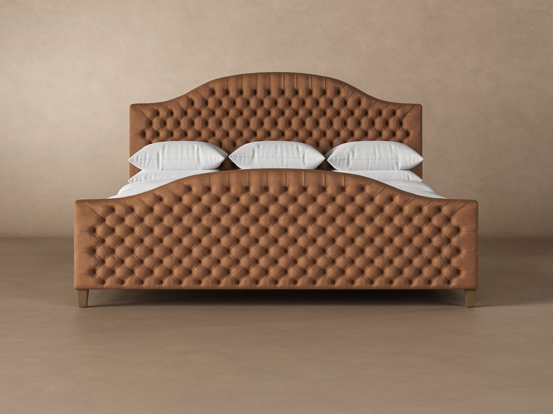 Archie with Footboard Leather Bed Frame in cognac #color_cognac