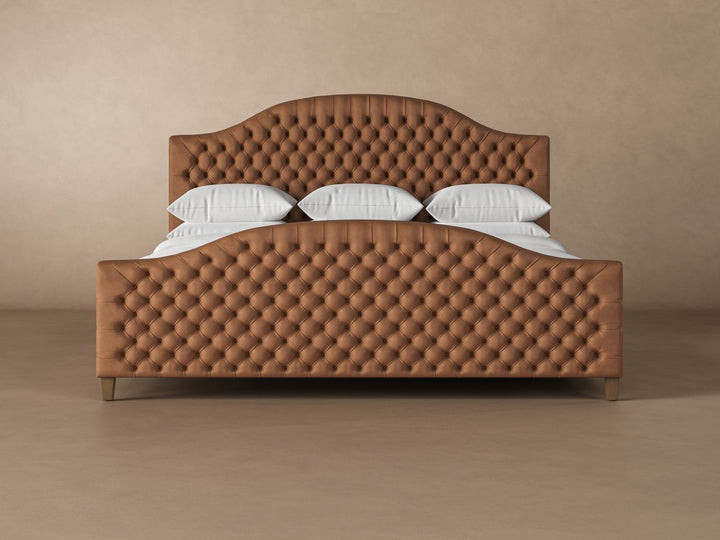 Archie with Footboard Leather Bed Frame in cognac #color_cognac