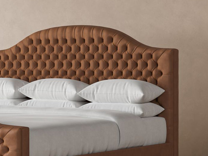 Archie with Footboard Leather Bed Frame in cognac #color_cognac