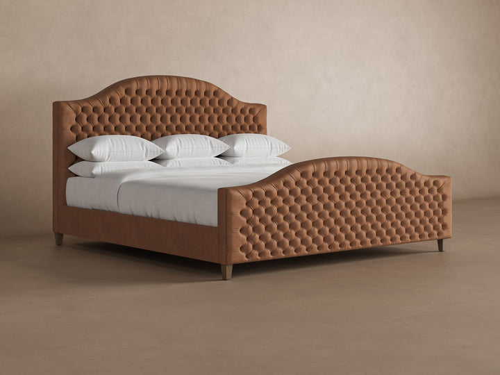 Archie with Footboard Leather Bed Frame in cognac #color_cognac