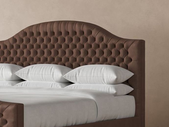 Archie with Footboard Leather Bed Frame in espresso #color_espresso