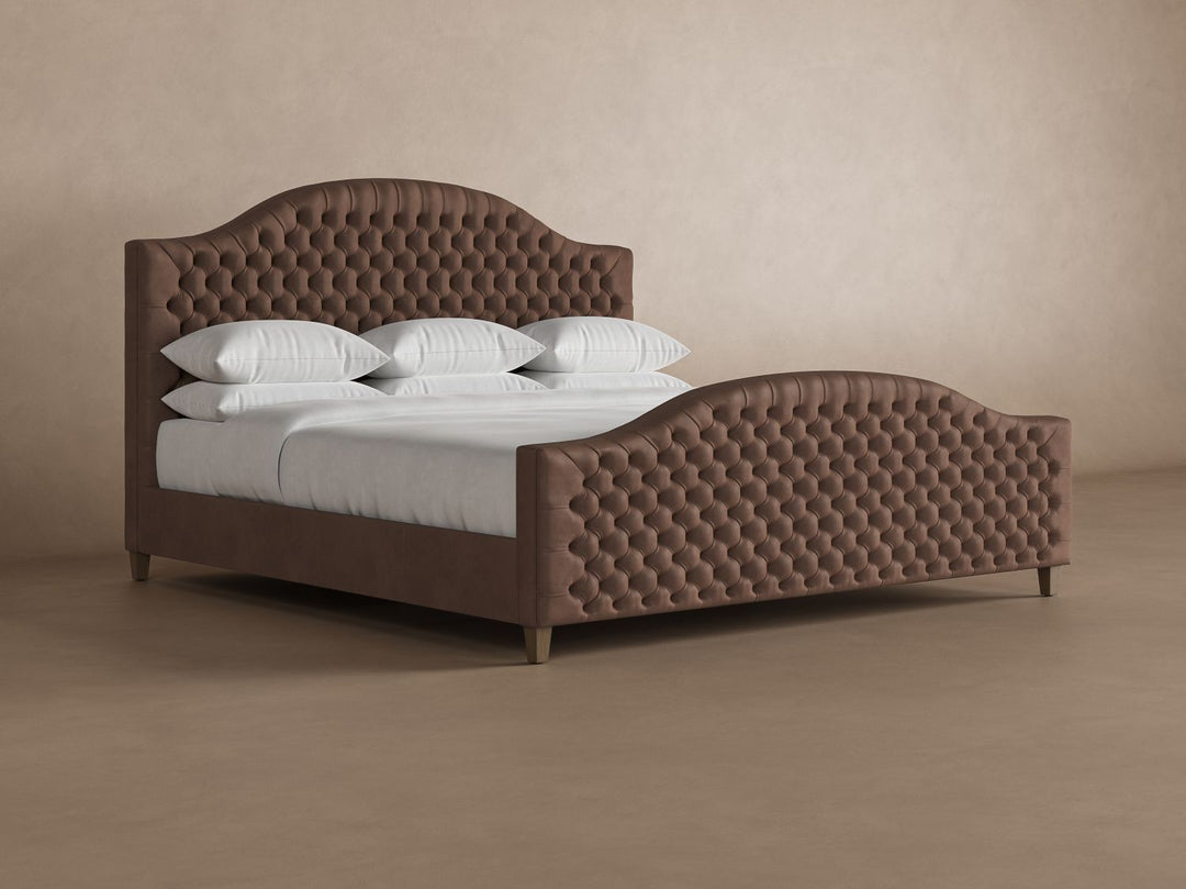 Archie with Footboard Leather Bed Frame in espresso #color_espresso