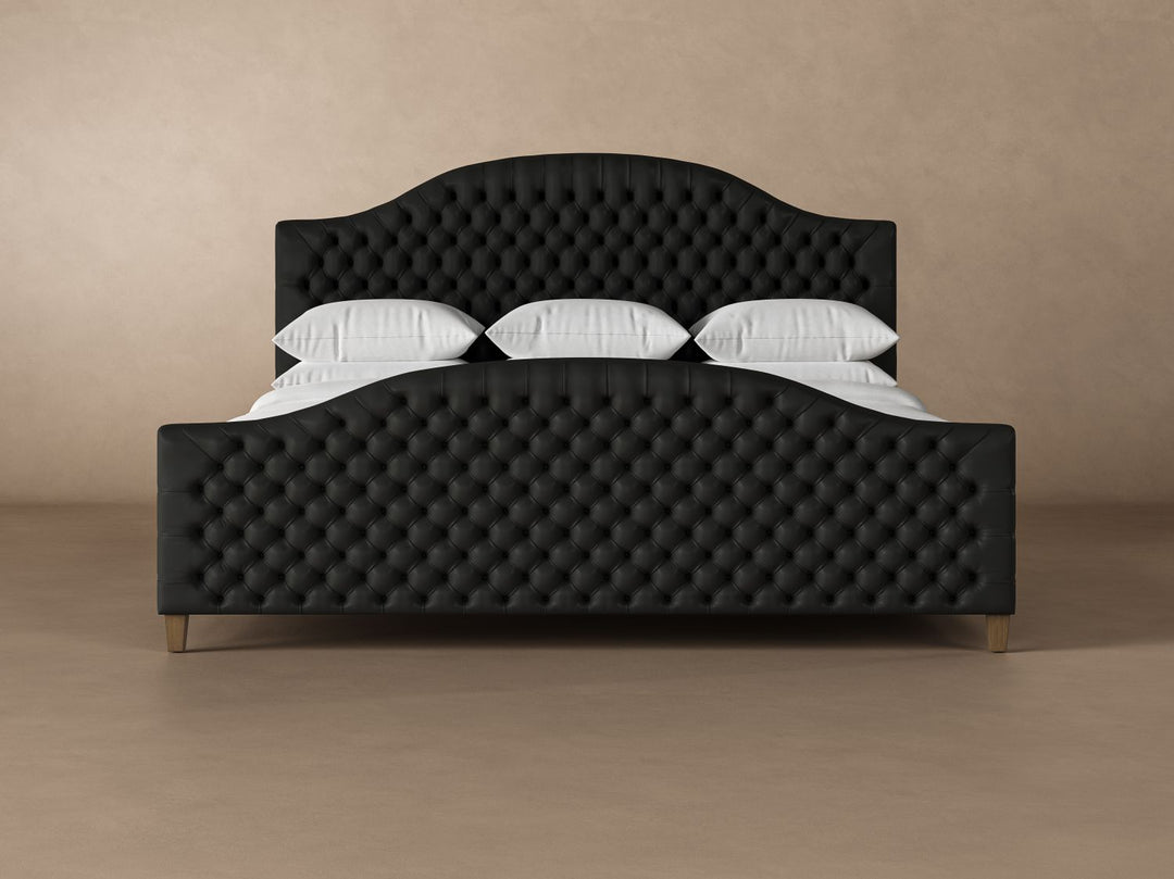 Archie with Footboard Leather Bed Frame in jet #color_jet