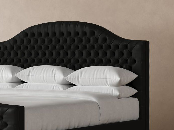 Archie with Footboard Leather Bed Frame in jet #color_jet