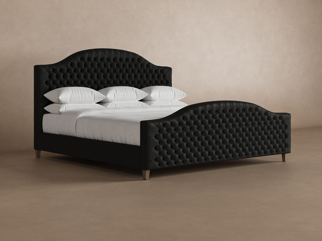 Archie with Footboard Leather Bed Frame in jet #color_jet
