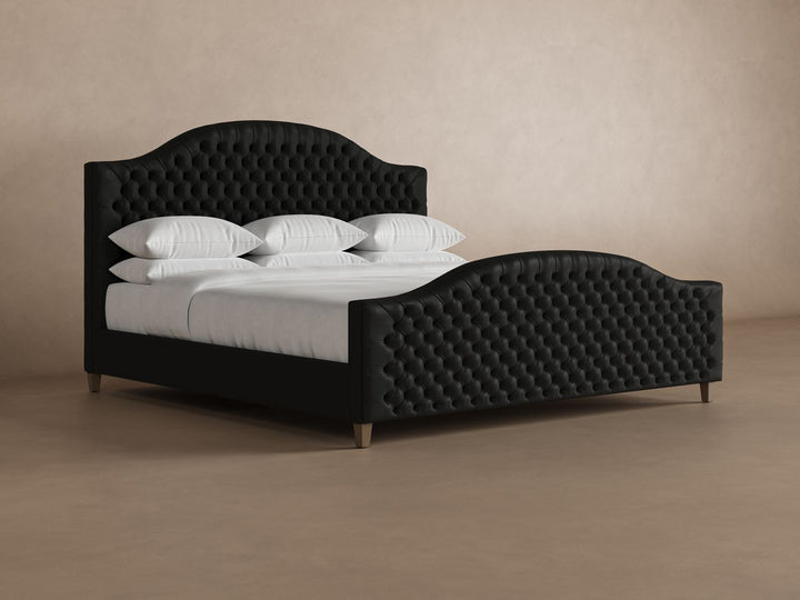 Archie with Footboard Leather Bed Frame in jet #color_jet