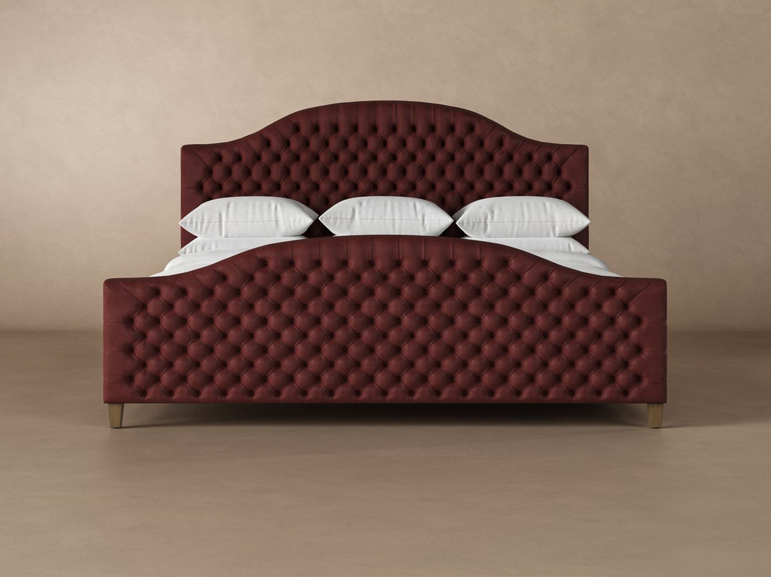 Archie with Footboard Leather Bed Frame in Bordeaux#color_bordeaux