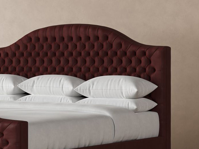 Archie with Footboard Leather Bed Frame in Bordeaux#color_bordeaux