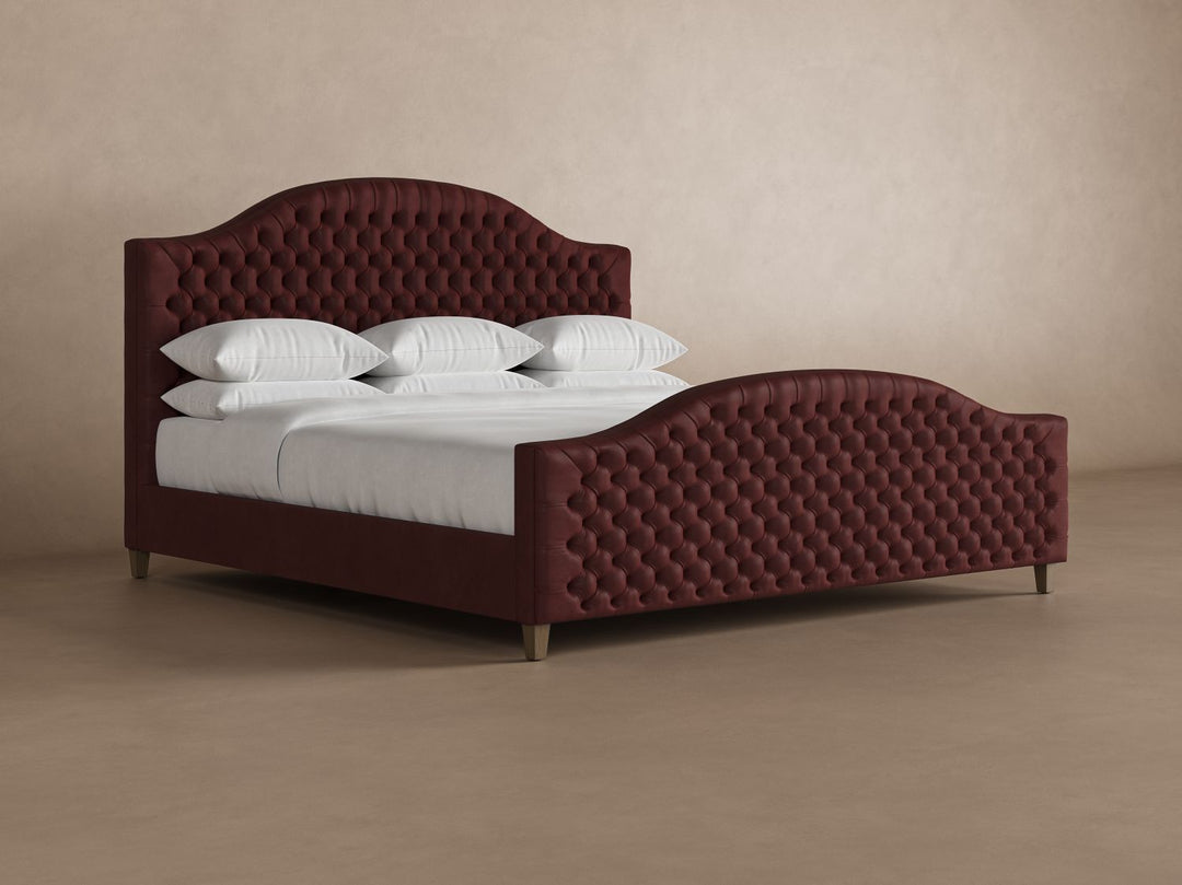 Archie with Footboard Leather Bed Frame in Bordeaux#color_bordeaux