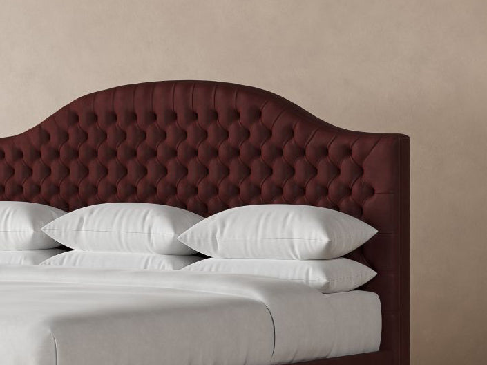 Archie Leather Bed Frame in Bordeaux#color_bordeaux