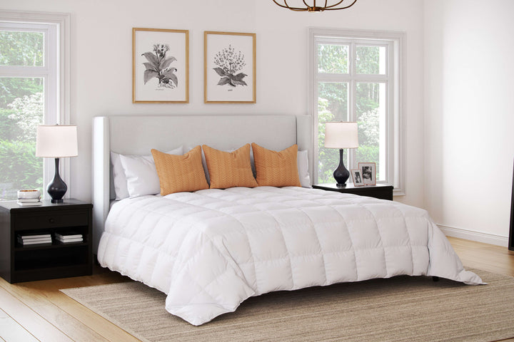 View of Comforter on White Bed