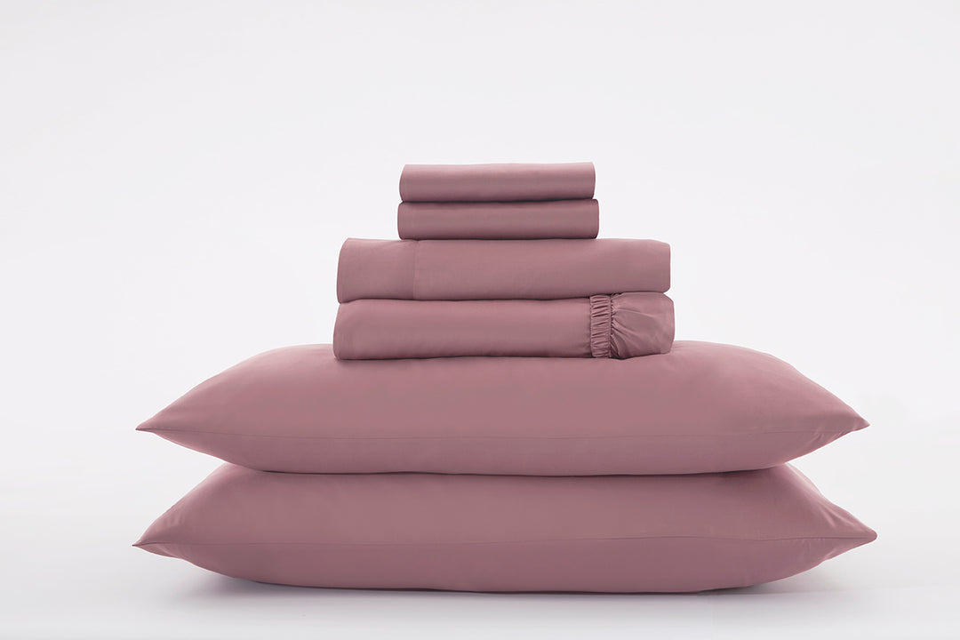 White Alaskan King Sheet Set#color_dusty-rose