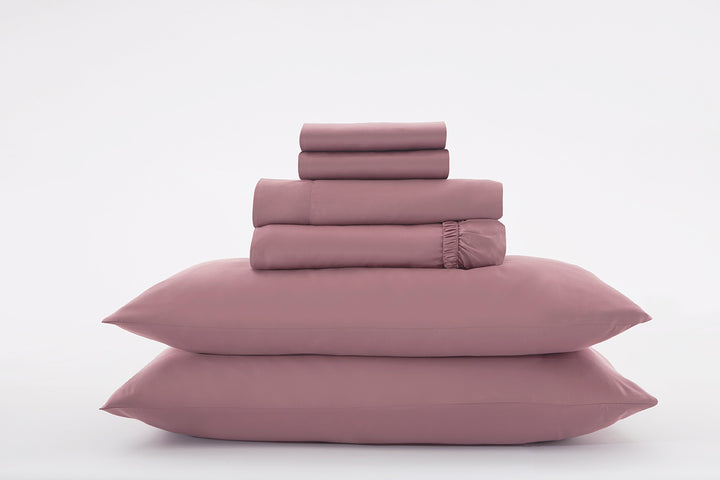 White Alaskan King Sheet Set#color_dusty-rose