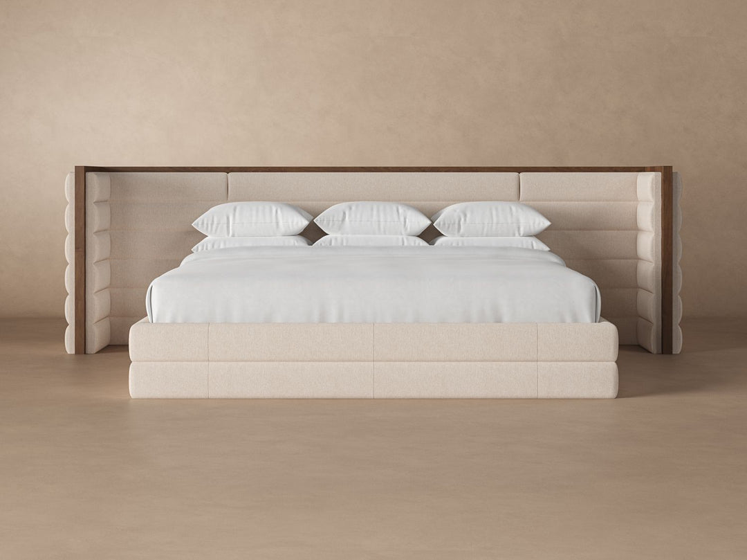 Oatmeal colored Harrison bedframe #color_oatmeal