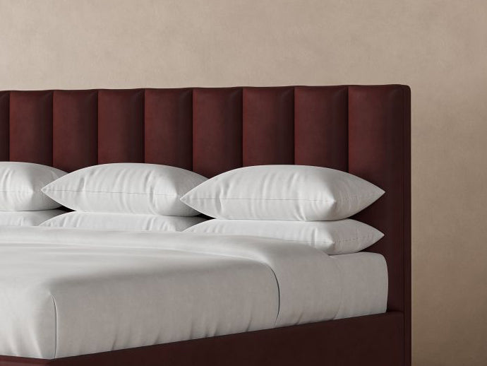 Kenai Leather Bed Frame in Bordeaux#color_bordeaux