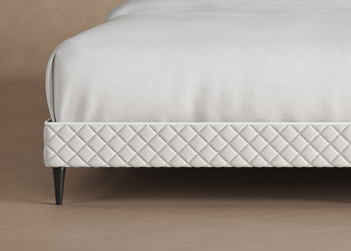 Closeup view of platform bed frame