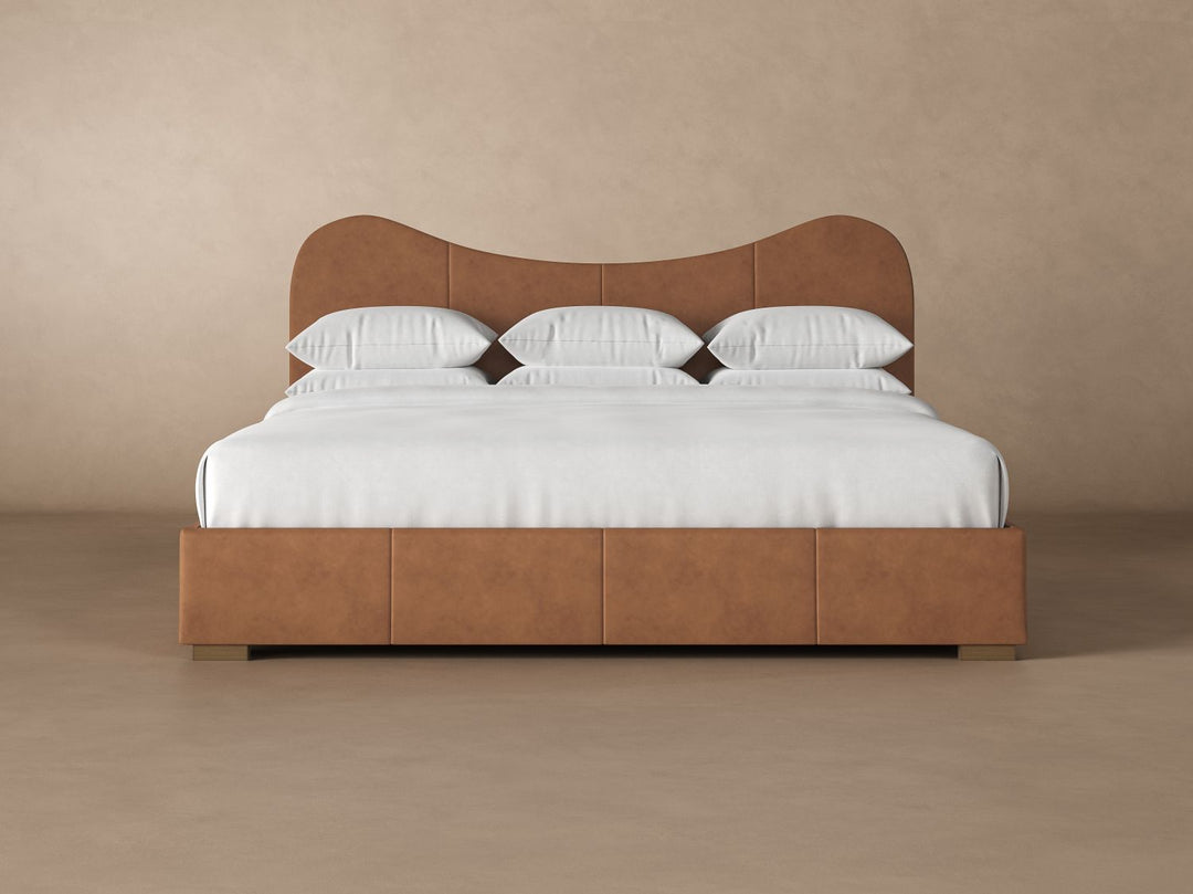 Wave Leather Headboard in Cognac#color_cognac