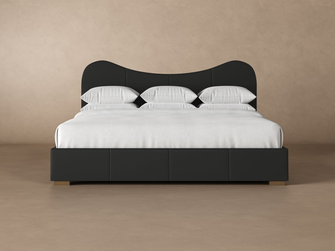 Wave Leather Bed in Jet#color_jet