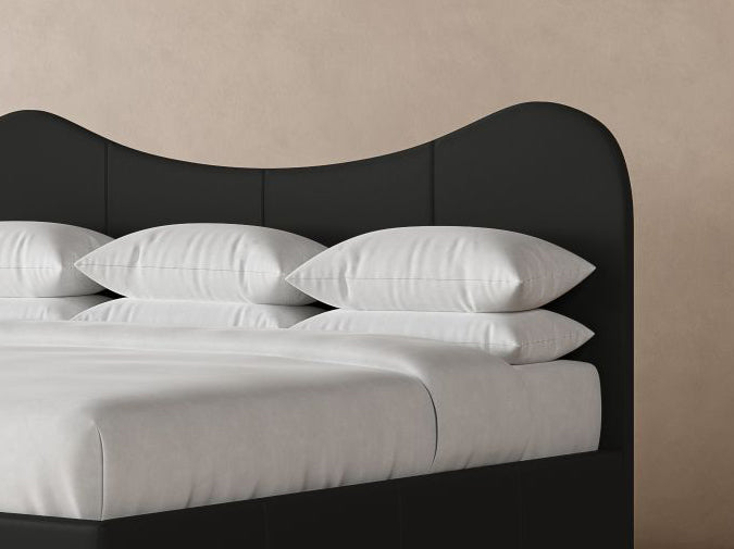 Wave Leather Bed in Jet#color_jet