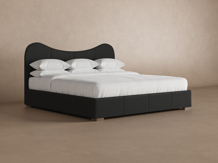 Wave Leather Bed in Jet#color_jet