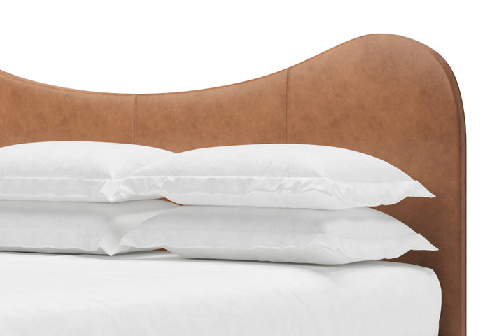 Wave Leather Headboard in Cognac#color_cognac