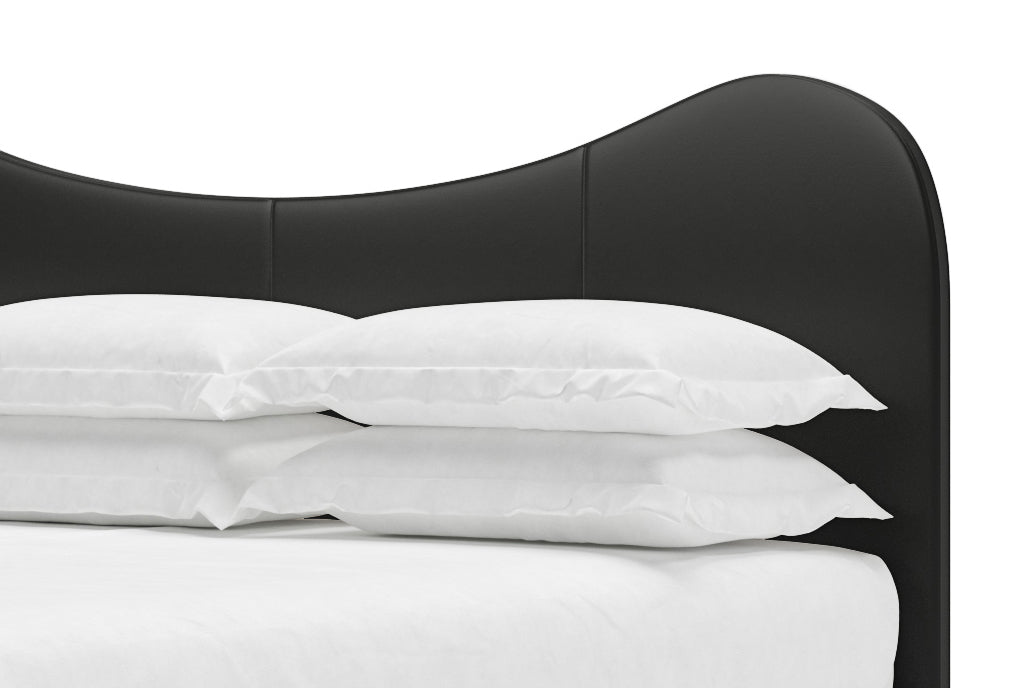 Wave Leather Headboard in Jet#color_jet
