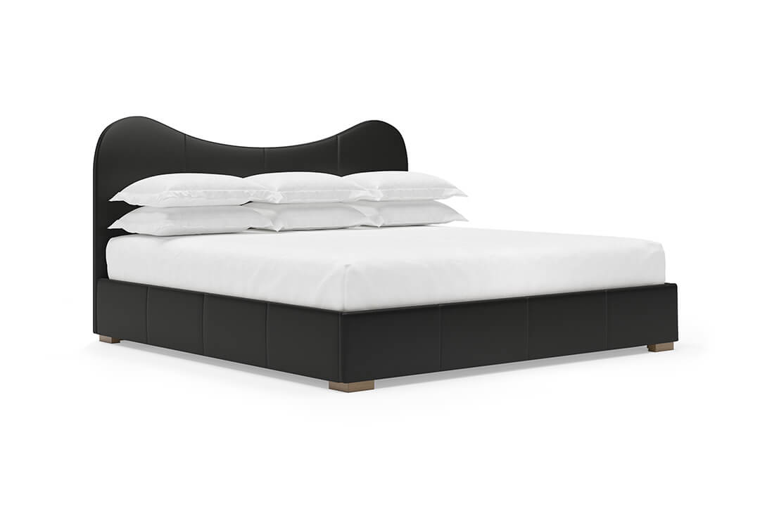 Wave Leather Bed in Jet#color_jet