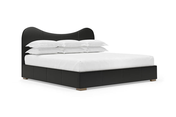 Wave Leather Bed in Jet#color_jet