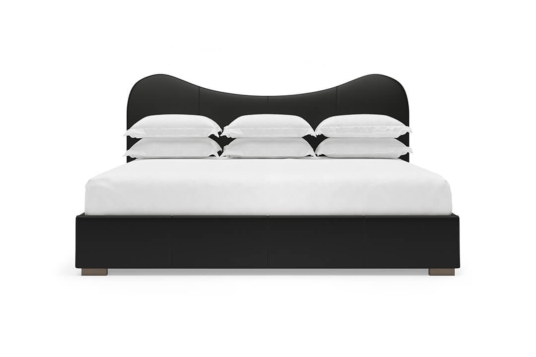 Wave Leather Bed in Jet#color_jet