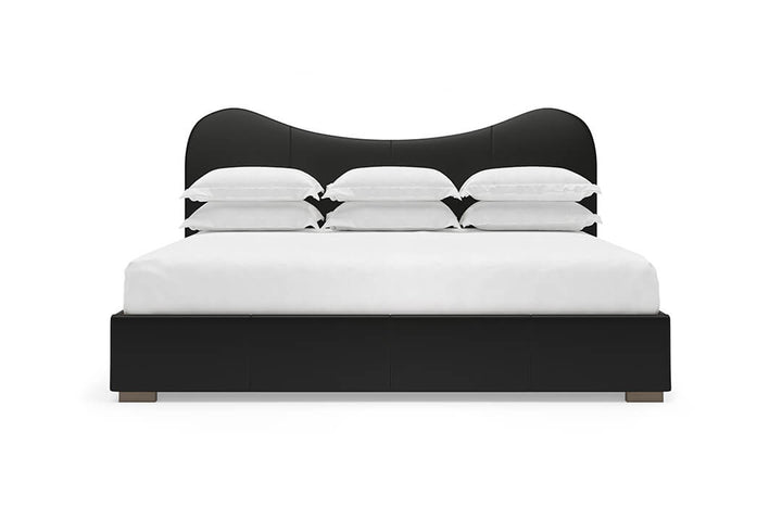 Wave Leather Bed in Jet#color_jet