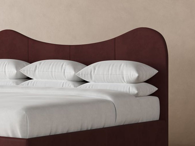 Wave Leather Bed in Bordeaux#color_bordeaux